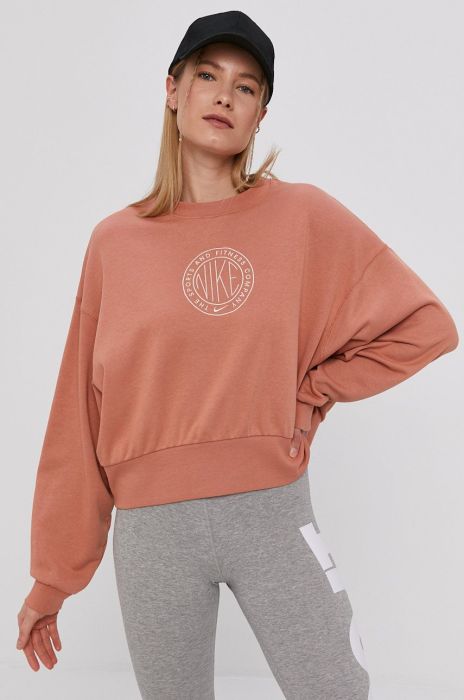 Кофта Nike Sportswear жіноча колір коричневий з аплікацією