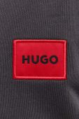 Бавовняна кофта HUGO чоловіча колір сірий з капюшоном меланж