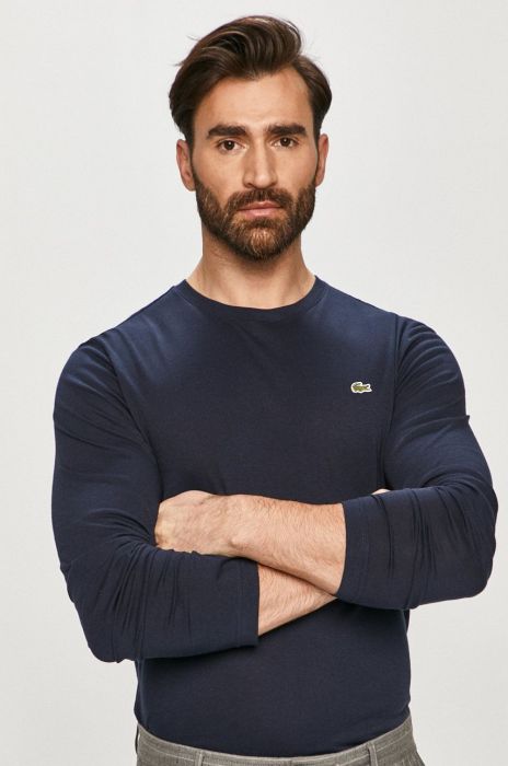 Бавовняний лонгслів Lacoste колір синій однотонний TH2040-031