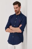 Сорочка Polo Ralph Lauren чоловіча колір синій slim комір button-down (1356499)