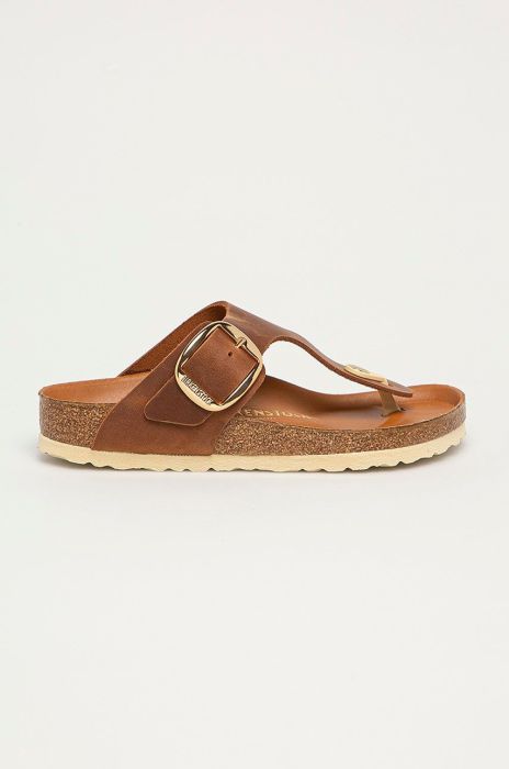 Birkenstock - Шкіряні в'єтнамки Gizeh Big Buckle 1018745-Cognac колір коричневий