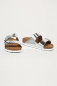 Шкіряні шльопанці Birkenstock Arizona SFB жіночі колір срібний 1005961