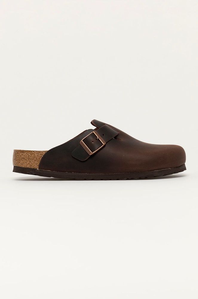 Шкіряні шльопанці Birkenstock чоловічі колір коричневий Regular Width 860131-Habana