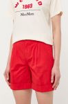 Шорти BOSS жіночі колір червоний однотонні висока посадка