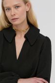 Блузка Samsoe Samsoe жіноча колір чорний гладка