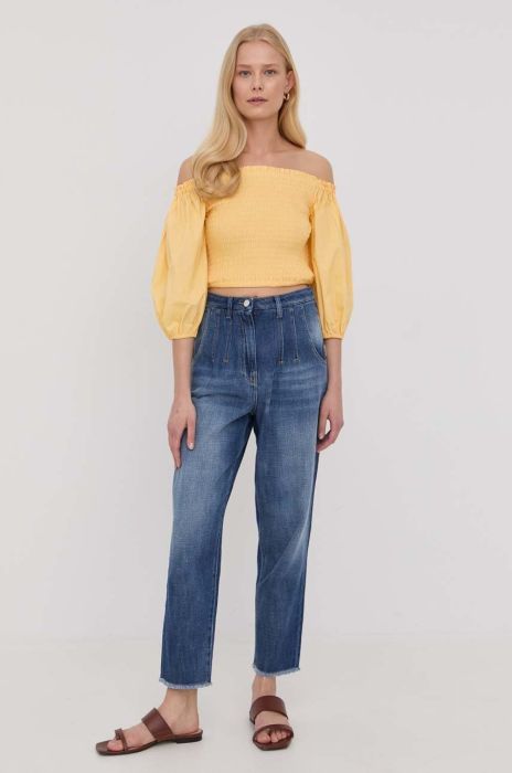 Бавовняна блузка Patrizia Pepe жіноча колір жовтий однотонна