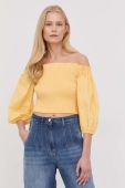 Бавовняна блузка Patrizia Pepe жіноча колір жовтий однотонна