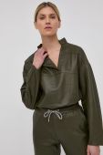 Шкіряна блузка Notes du Nord Taz жіноча колір зелений гладка