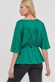 Блузка з домішкою шовку Notes du Nord жіноча колір зелений однотонна
