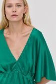 Блузка з домішкою шовку Notes du Nord жіноча колір зелений однотонна