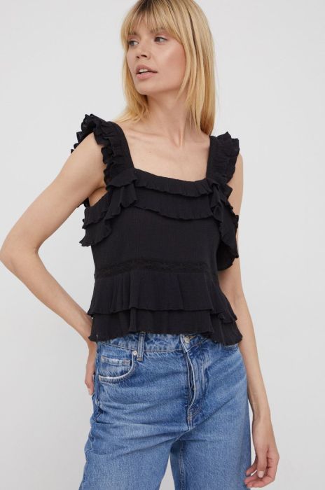 Бавовняна блузка Pepe Jeans Nora жіноча колір чорний однотонна