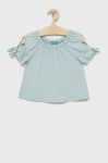 Дитяча футболка United Colors of Benetton колір бірюзовий однотонна
