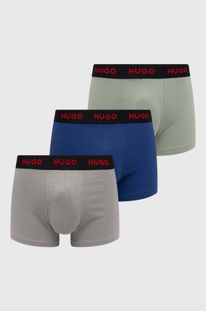 Боксери HUGO 3-pack чоловічі колір сірий (3206205)