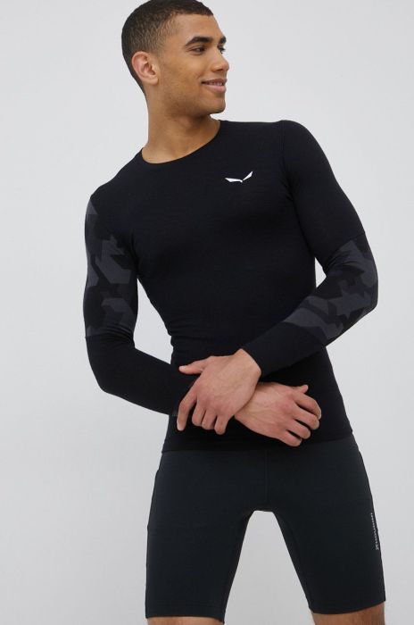 Функціональний лонгслів Salewa Cristallo колір чорний