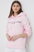 Кофта Tommy Hilfiger жіноча колір рожевий з капюшоном з аплікацією