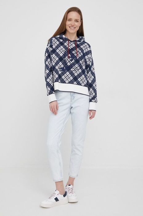 Бавовняна кофта Tommy Hilfiger Icon жіноча колір синій з аплікацією
