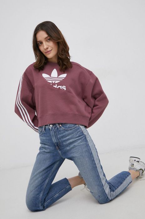 Кофта adidas Originals Adicolor HC4620 жіноча колір фіолетовий гладка HC4620-QUICRI