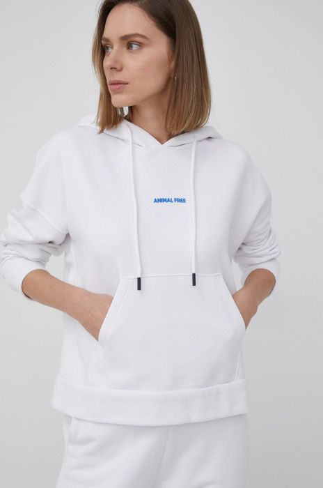 Кофта Save The Duck жіноча колір білий з капюшоном однотонна