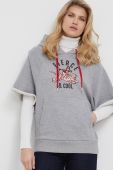 Кофта Pinko жіноча колір сірий з капюшоном з аплікацією