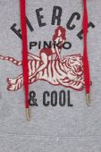 Кофта Pinko жіноча колір сірий з капюшоном з аплікацією