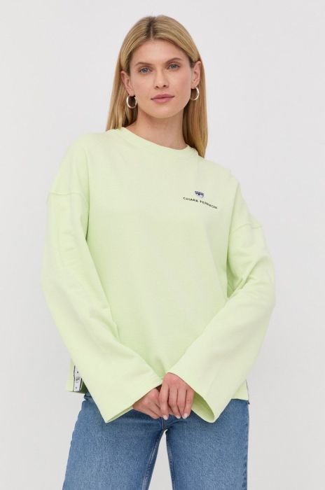 Бавовняна кофта Chiara Ferragni жіноча колір зелений з аплікацією