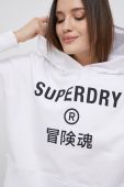 Бавовняна кофта Superdry жіноча колір білий з принтом (2215014)