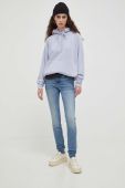 Кофта G-Star Raw жіноча з капюшоном однотонна колір блакитний