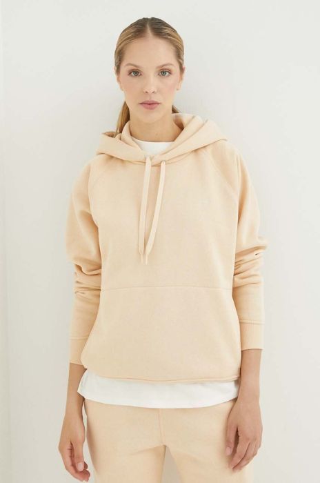 Кофта G-Star Raw жіноча колір бежевий з капюшоном однотонна
