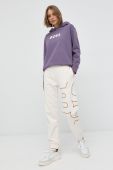 Бавовняна кофта BOSS жіноча колір фіолетовий з принтом (2689681)