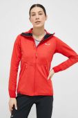 Спортивна кофта Salewa Agner Hybrid жіноча колір червоний з капюшоном меланж