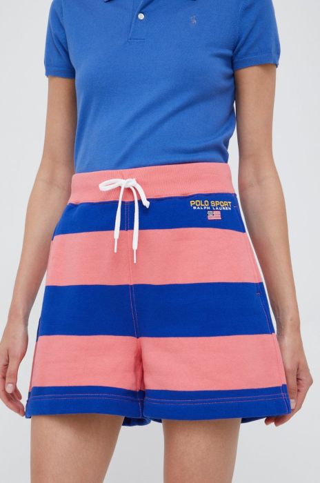 Шорти Polo Ralph Lauren жіночі візерунок висока посадка колір барвистий