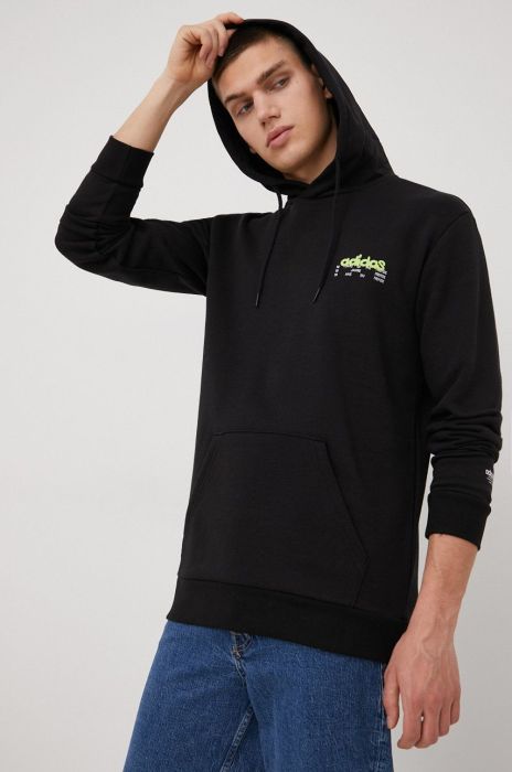 Кофта adidas Originals HC7120 чоловіча колір чорний однотонна HC7120-BLK/SYELO