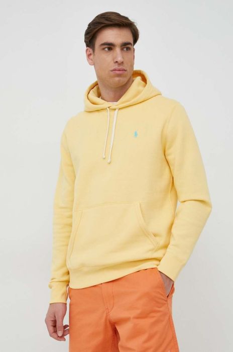 Кофта Polo Ralph Lauren чоловіча колір жовтий з капюшоном однотонна (2973081)