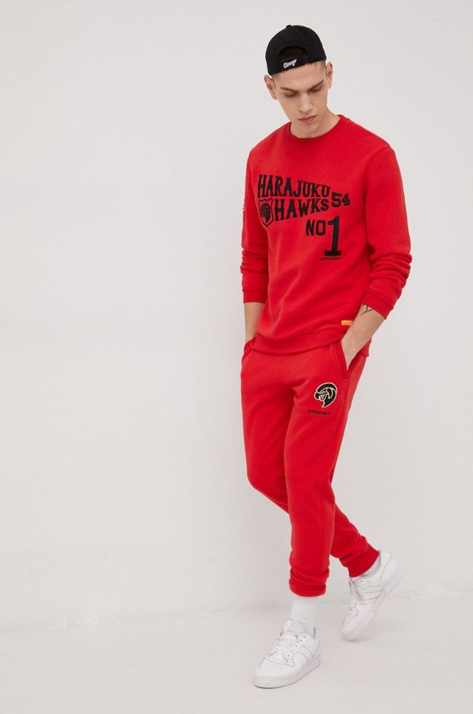 Кофта Superdry чоловіча колір червоний з аплікацією
