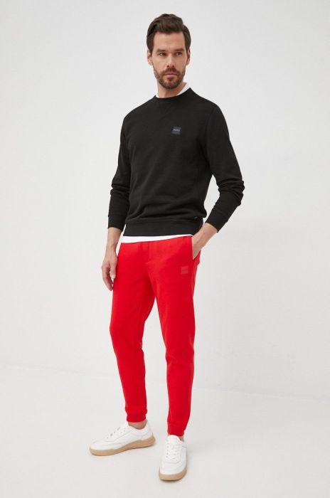 Бавовняна кофта BOSS BOSS CASUAL чоловіча колір чорний з аплікацією (2414612)