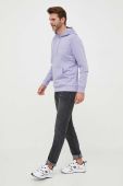 Бавовняна кофта BOSS BOSS CASUAL чоловіча колір фіолетовий з капюшоном однотонна