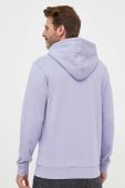 Бавовняна кофта BOSS BOSS CASUAL чоловіча колір фіолетовий з капюшоном однотонна