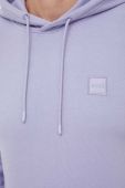 Бавовняна кофта BOSS BOSS CASUAL чоловіча колір фіолетовий з капюшоном однотонна