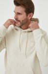 Бавовняна кофта BOSS BOSS CASUAL чоловіча колір бежевий з капюшоном однотонна