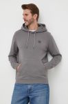 Бавовняна кофта BOSS BOSS CASUAL чоловіча колір сірий з капюшоном однотонна (3186740)