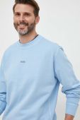Бавовняна кофта BOSS BOSS CASUAL чоловіча колір бірюзовий однотонна