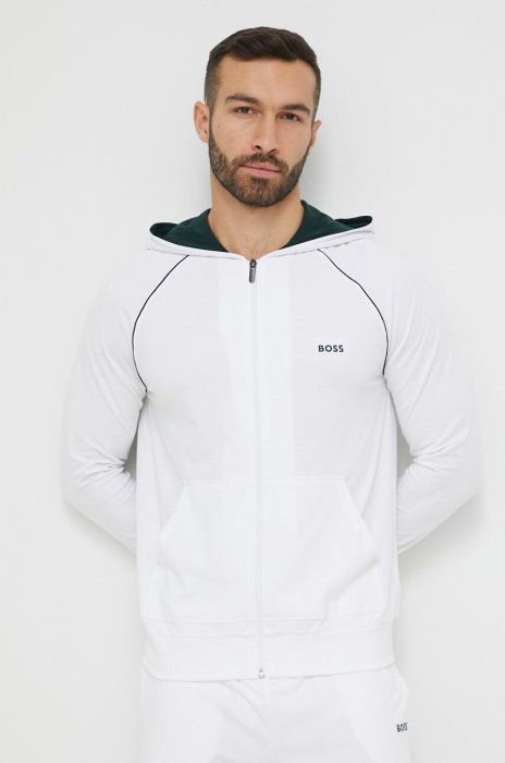 Кофта BOSS чоловіча колір бежевий з капюшоном однотонна (3005562)