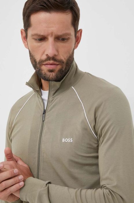 Кофта лаунж BOSS колір зелений меланж (3282115)