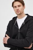 Бавовняна кофта BOSS чоловіча колір чорний з капюшоном однотонна (2219312)