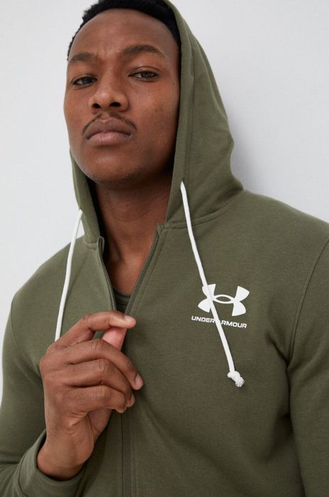 Кофта Under Armour чоловіча колір зелений з капюшоном однотонна (3021555)