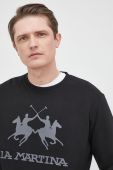 Бавовняна кофта La Martina чоловіча колір чорний з аплікацією (2176869)
