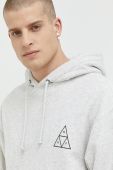Кофта HUF чоловіча колір сірий з капюшоном з принтом