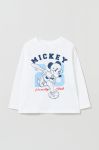 Дитячий бавовняний лонгслів OVS X Disney колір білий з принтом