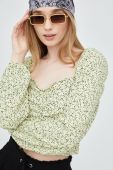Блузка Noisy May жіноча колір зелений принт квіти