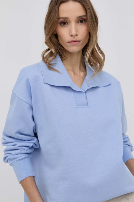 Бавовняна кофта Samsoe Samsoe жіноча  однотонна колір блакитний